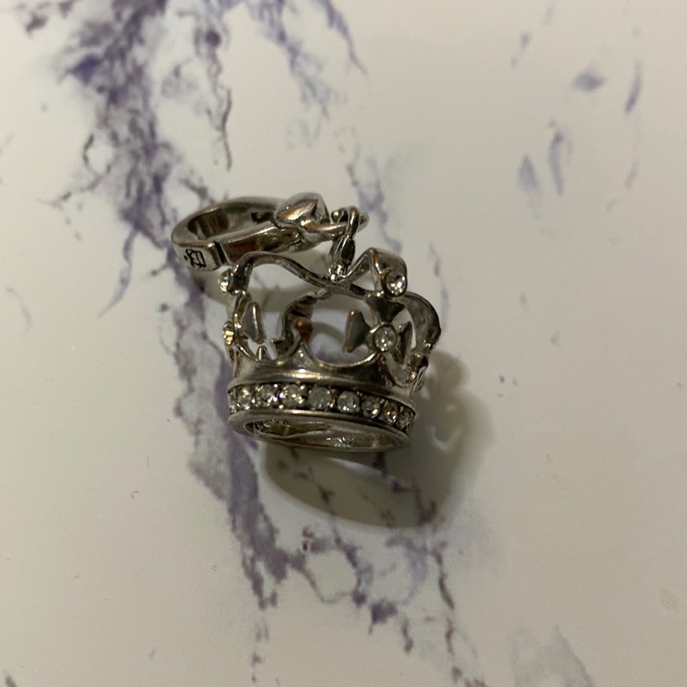 Juicy couture charm silver crown one stone missing j on bottom